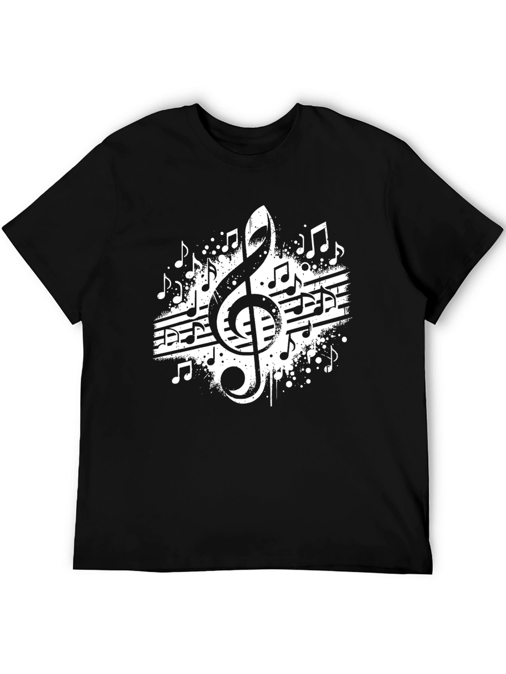 Music Note Graphic Tee - Black Cotton Blend