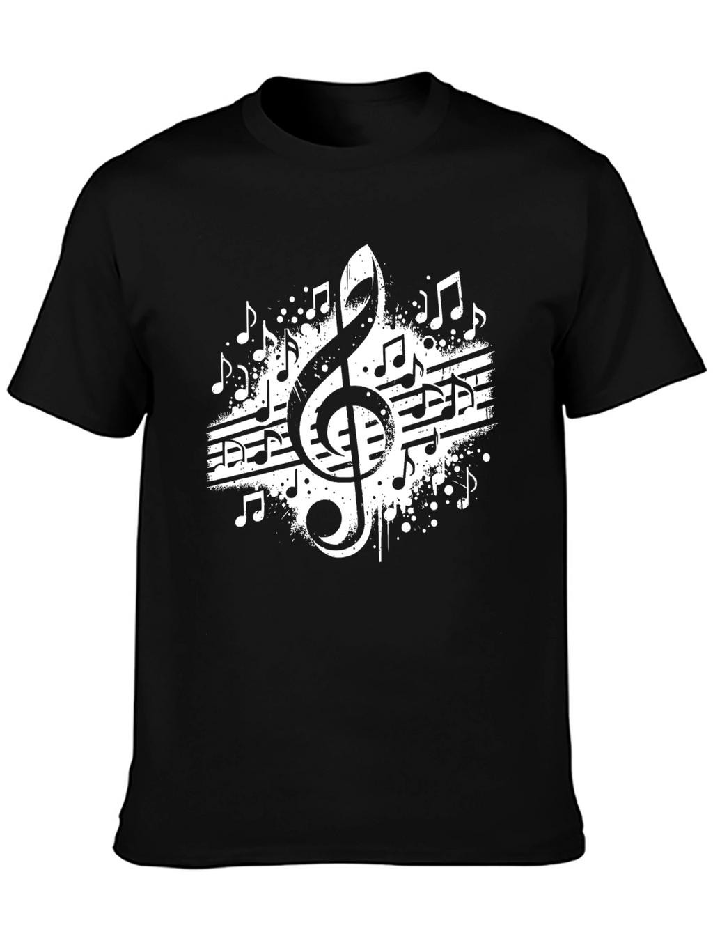 Music Note Graphic Tee - Black Cotton Blend