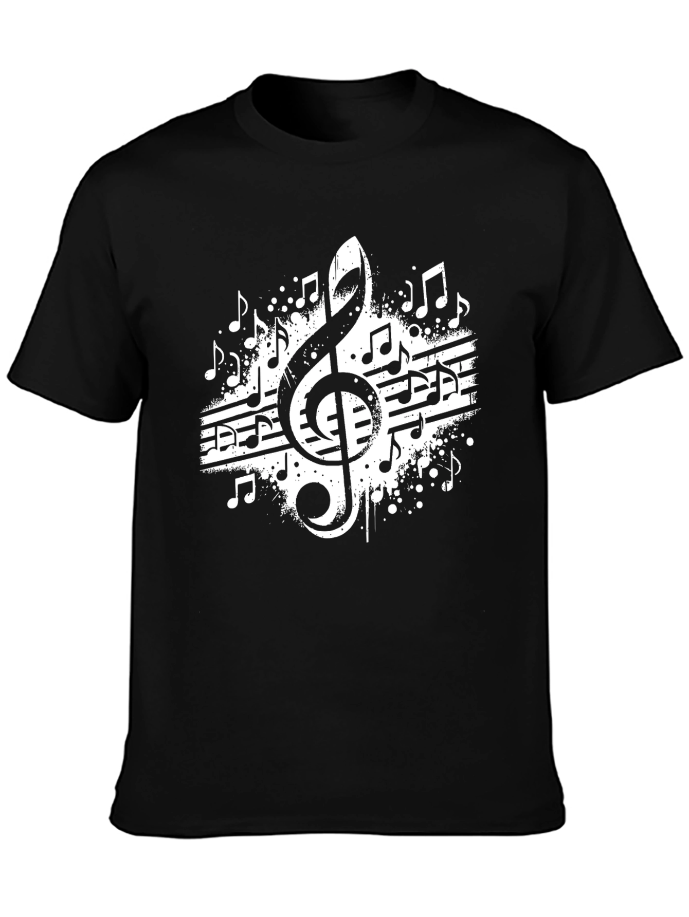Music Note Graphic Tee - Black Cotton Blend