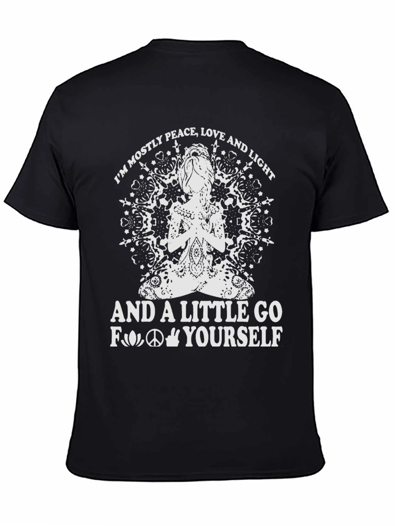 Peace Love Light Graphic Tee - Black Cotton Blend T-Shirt