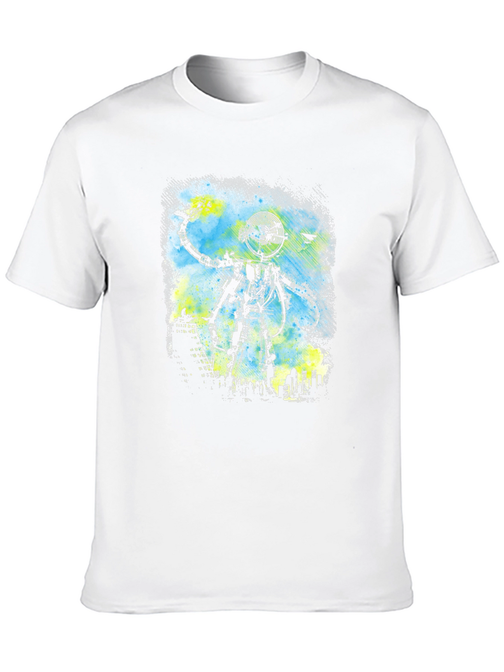 Robot Cityscape Black Graphic Tee