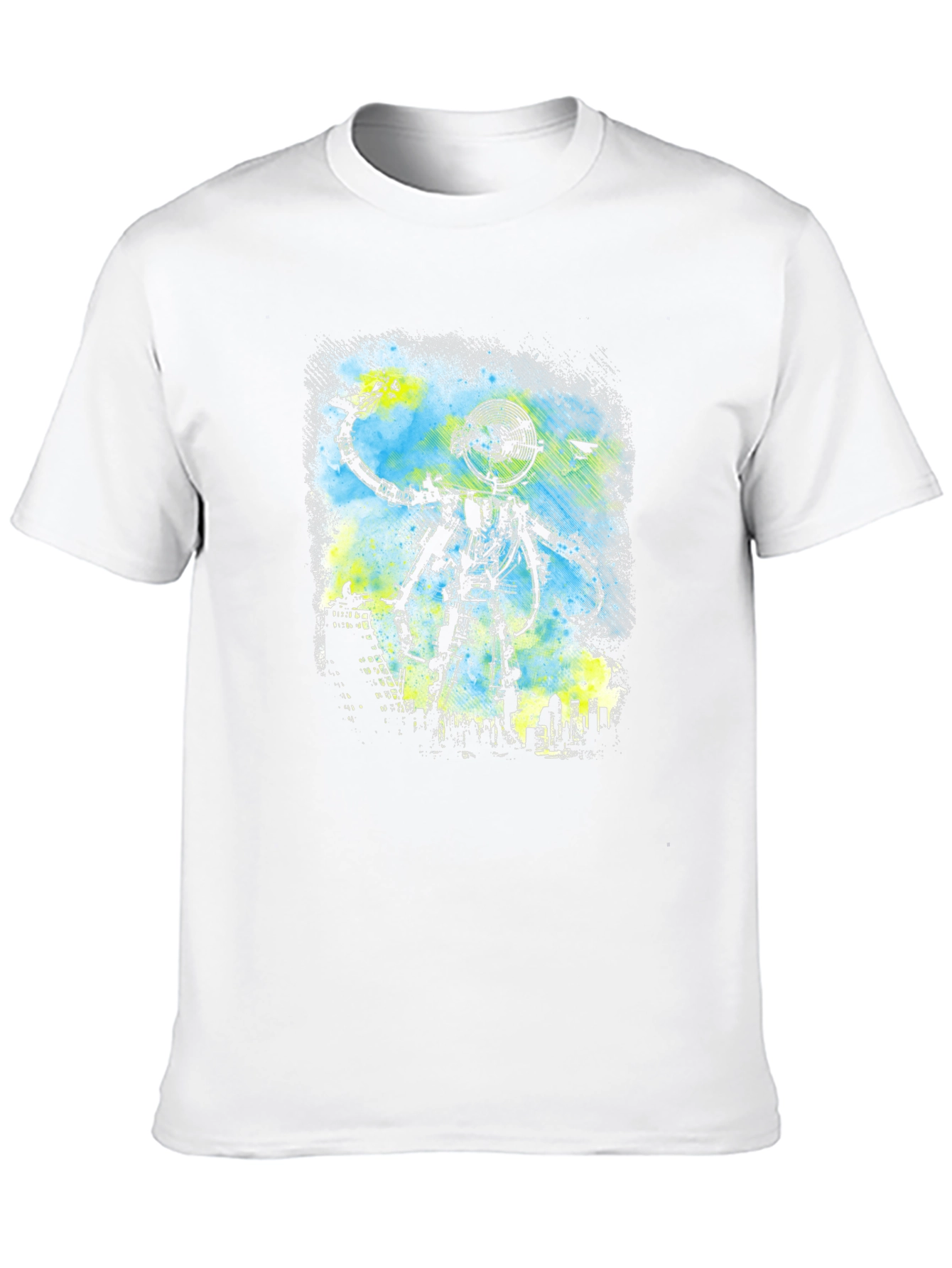 Robot Cityscape Black Graphic Tee