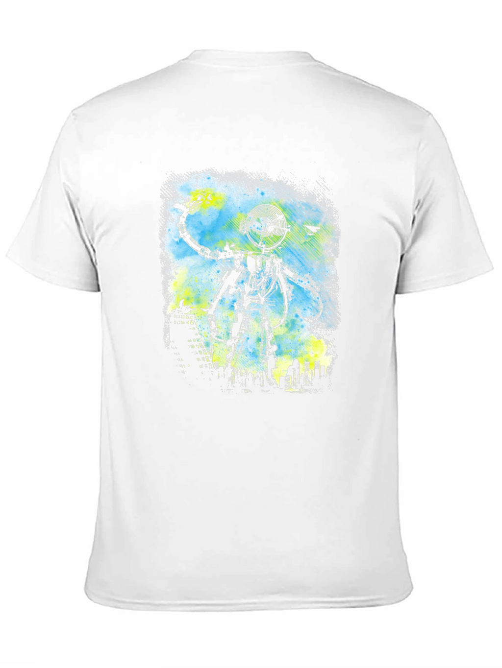 Robot Cityscape Black Graphic Tee