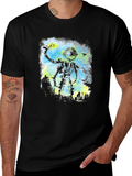 Robot Cityscape Black Graphic Tee