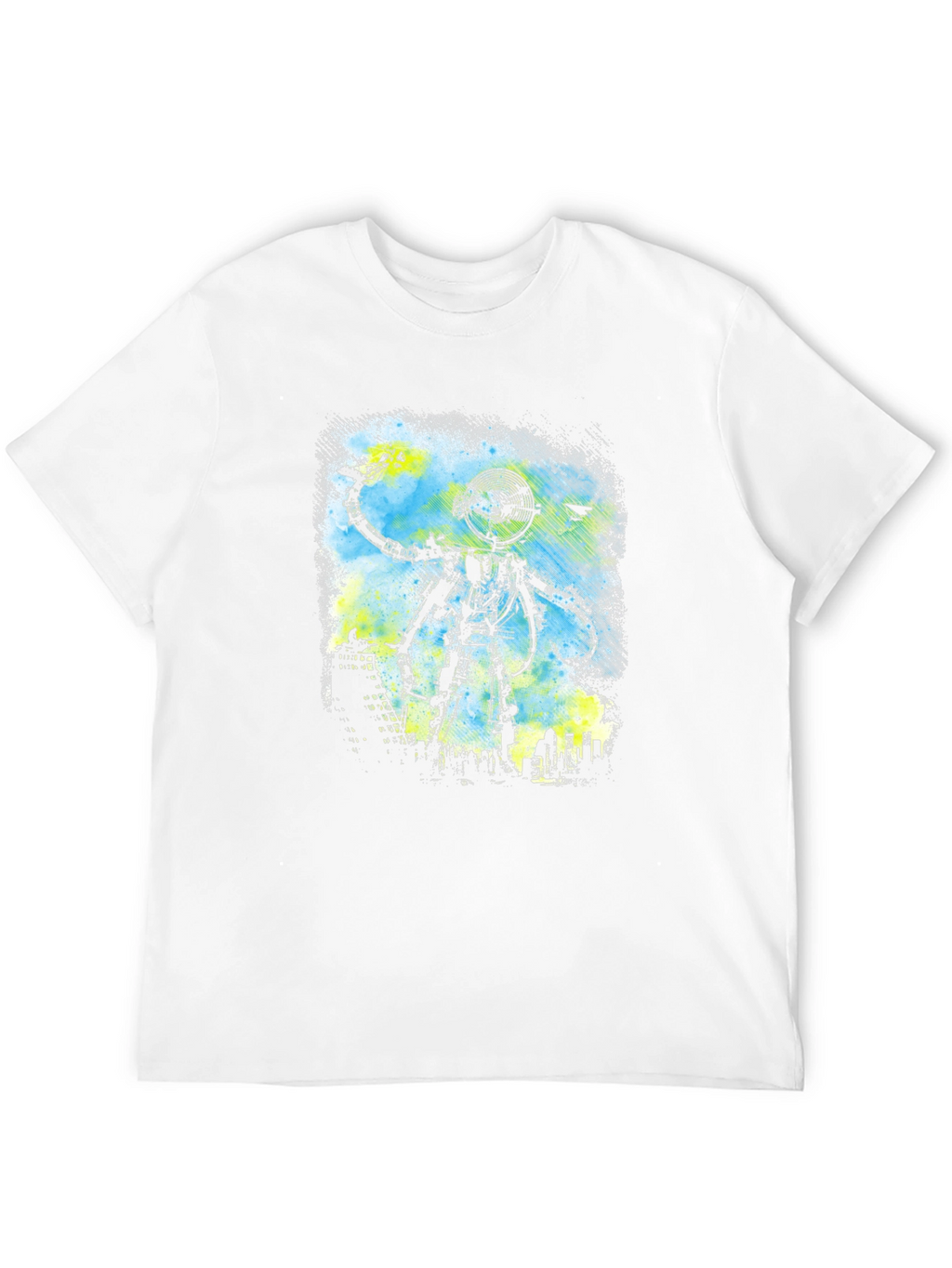 Robot Cityscape Black Graphic Tee