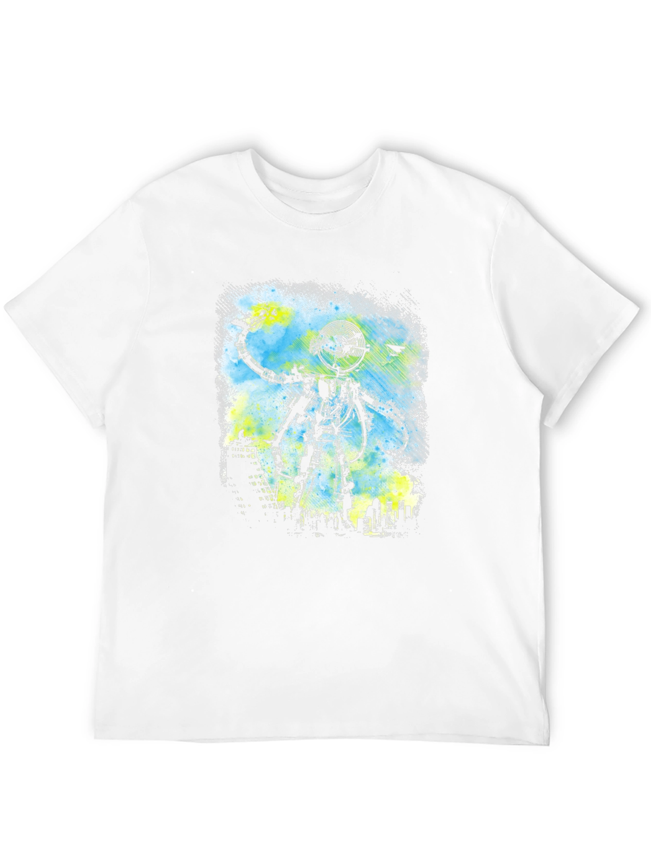 Robot Cityscape Black Graphic Tee