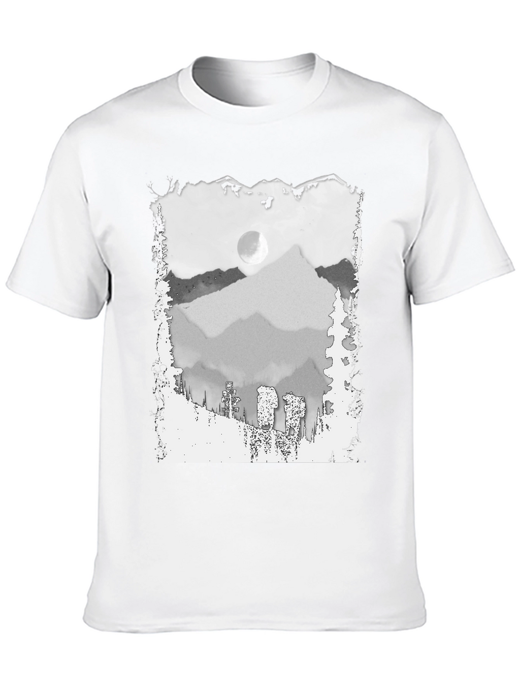 Mountain Scene Graphic Tee - Trendy Black T-Shirt