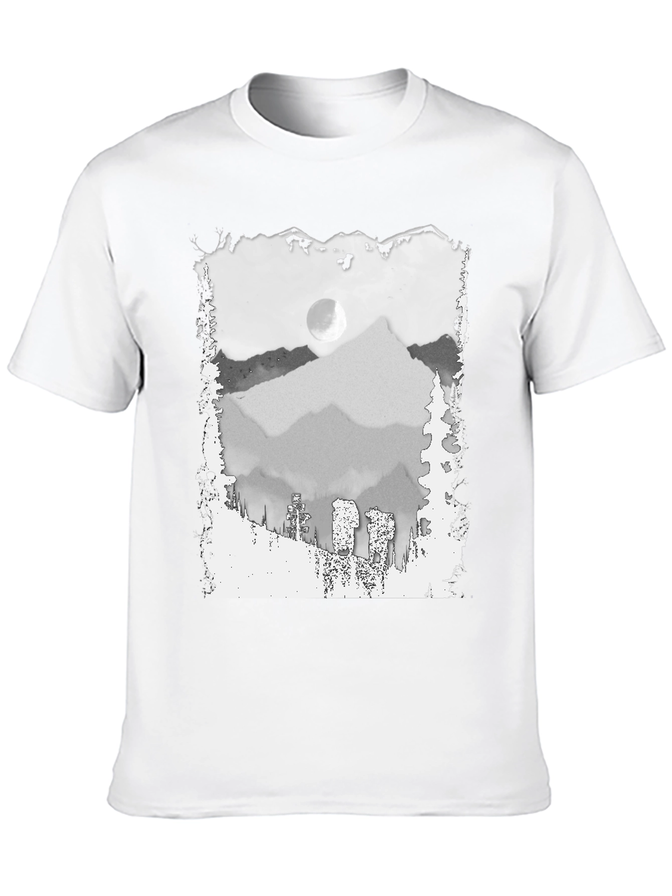 Mountain Scene Graphic Tee - Trendy Black T-Shirt