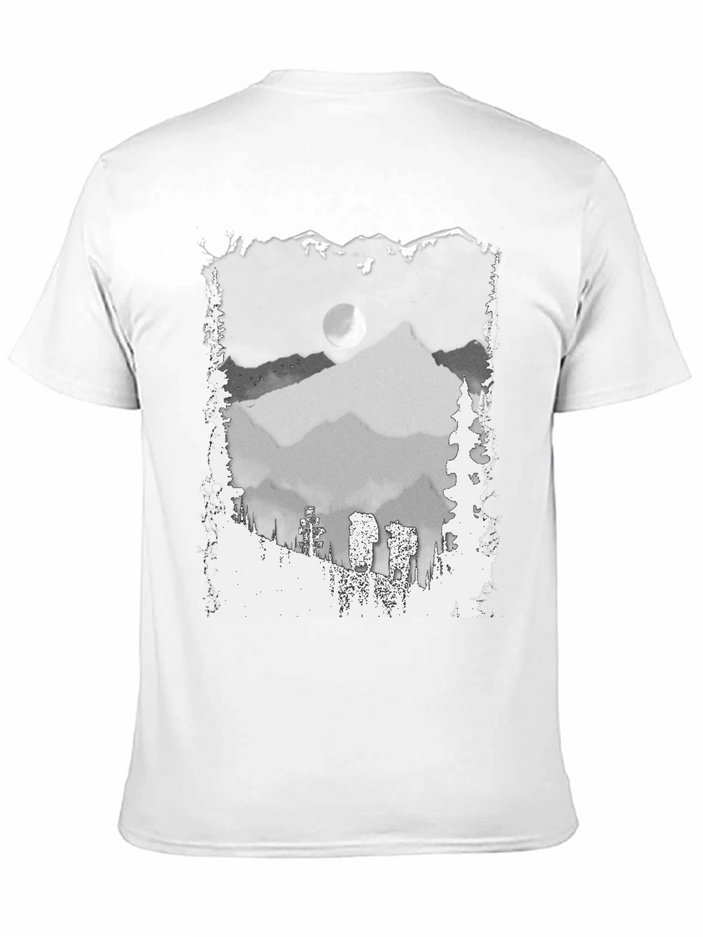 Mountain Scene Graphic Tee - Trendy Black T-Shirt