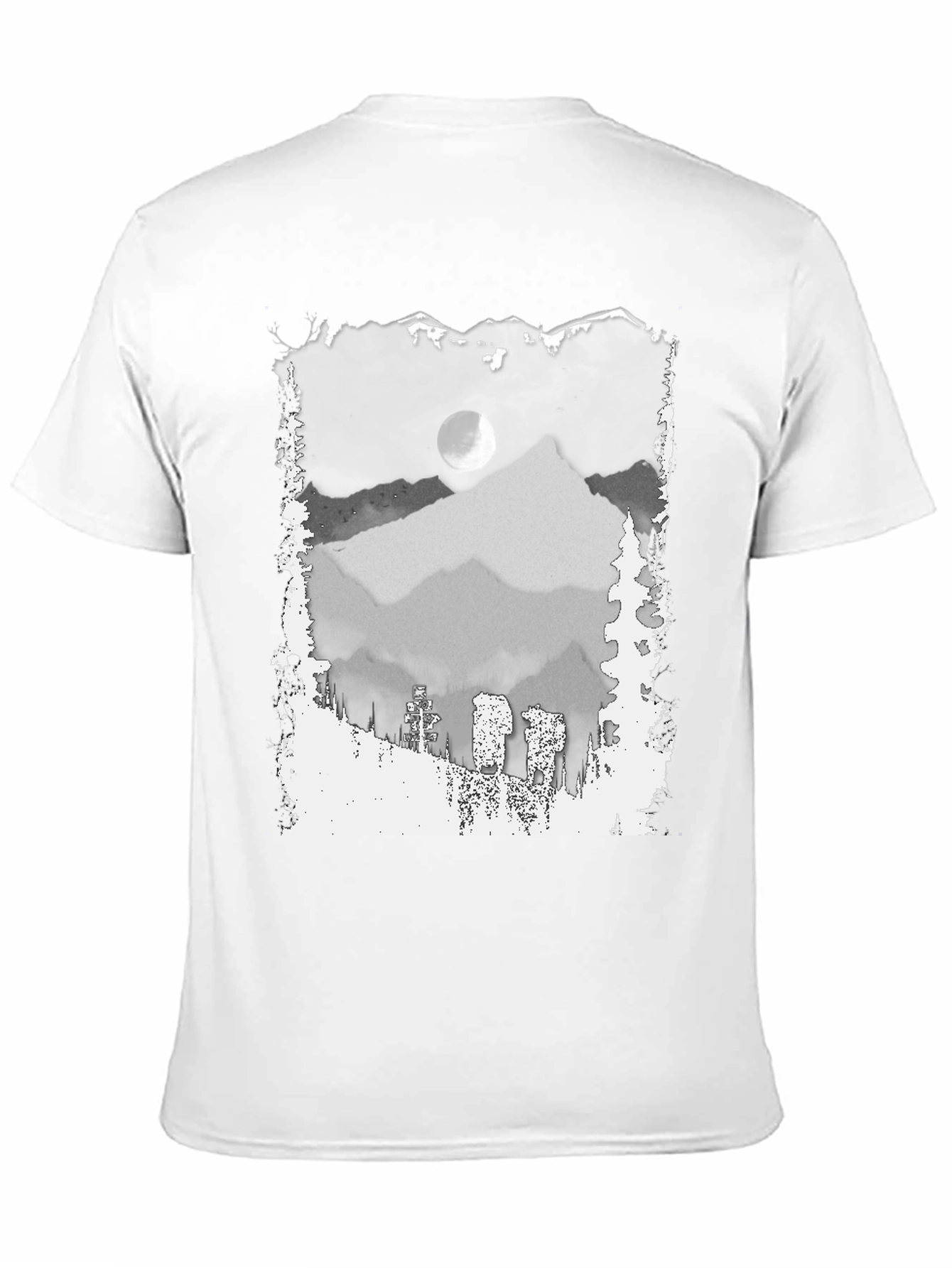 Mountain Scene Graphic Tee - Trendy Black T-Shirt