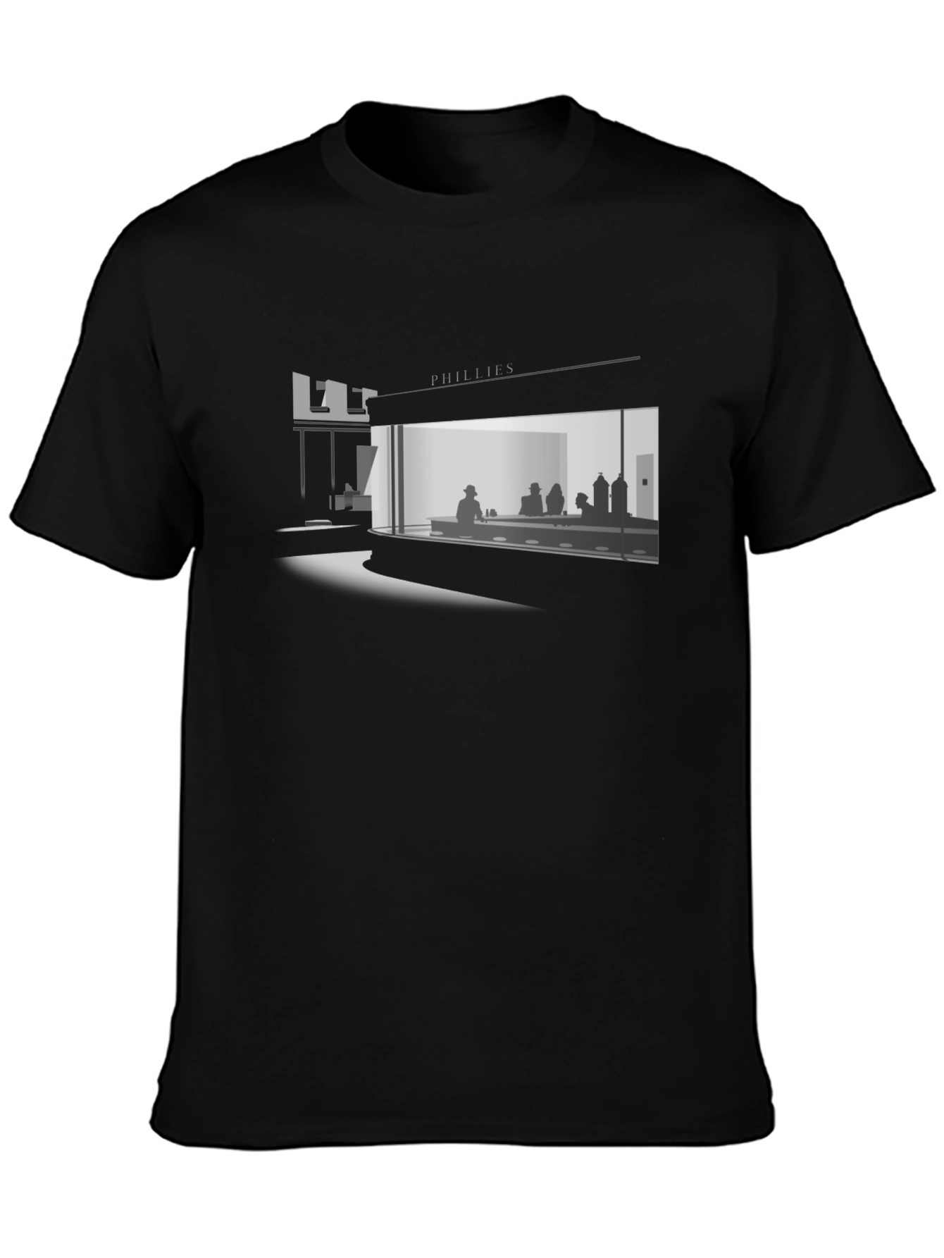 Nighthawks Diner Graphic Tee - Black