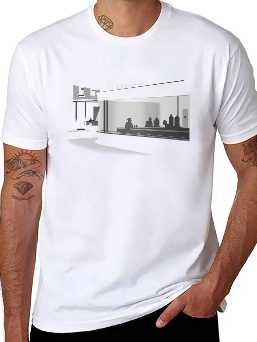 Nighthawks Diner Graphic Tee - Black