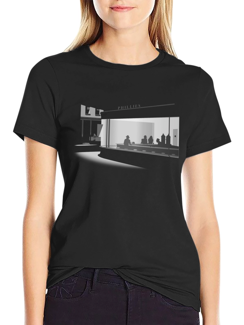 Nighthawks Diner Graphic Tee - Black