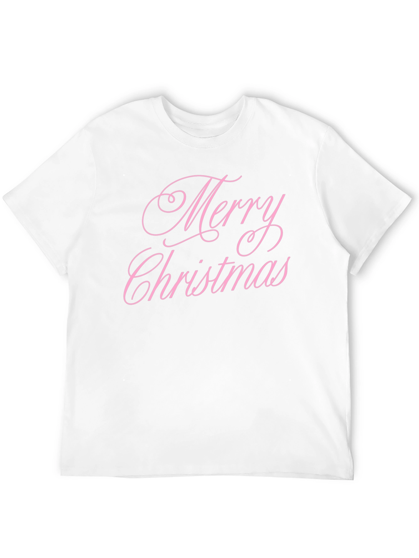 Merry Christmas Pink Script Black T-Shirt