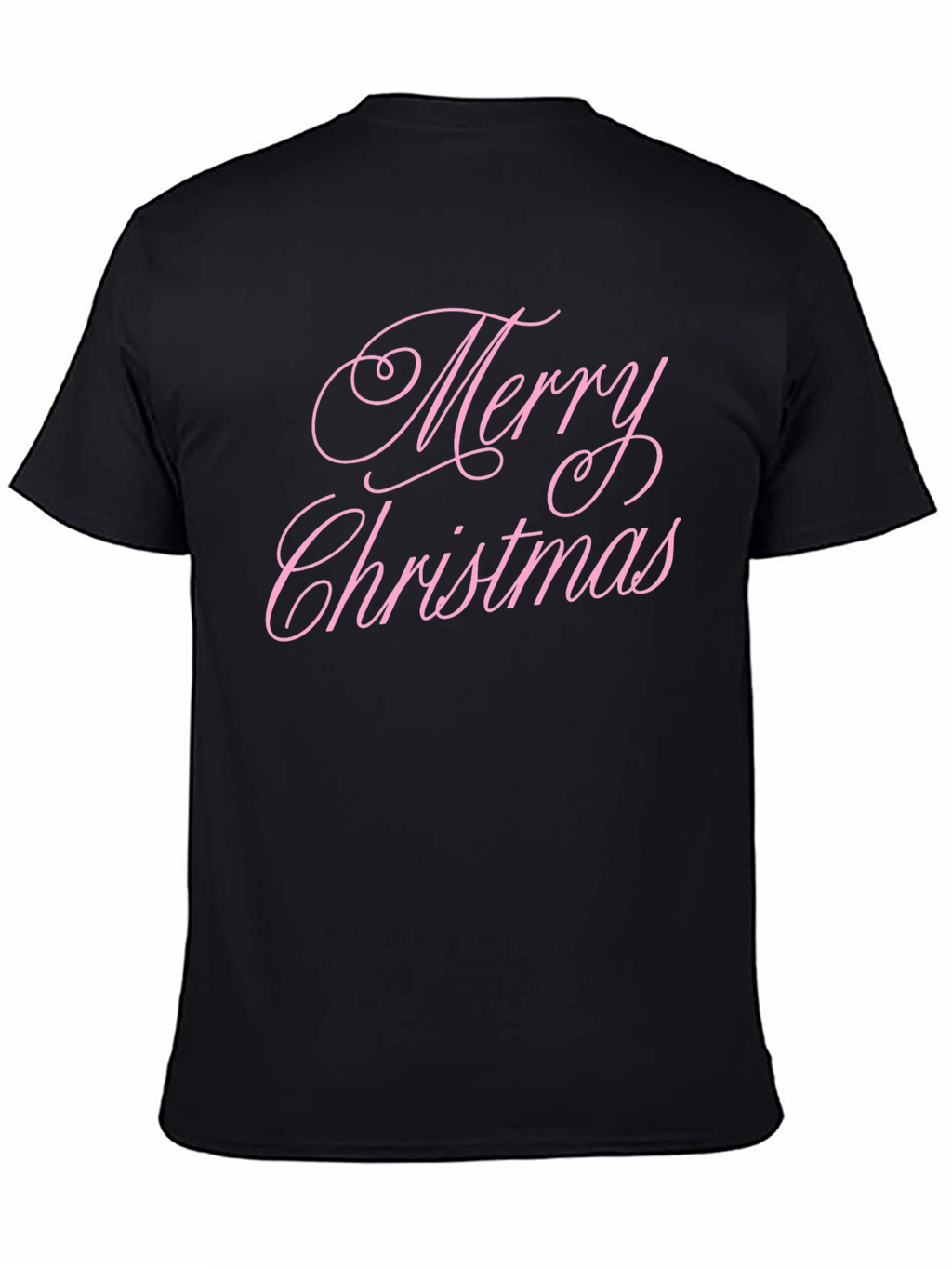 Merry Christmas Pink Script Black T-Shirt