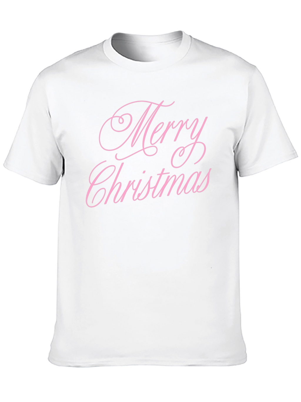 Merry Christmas Pink Script Black T-Shirt