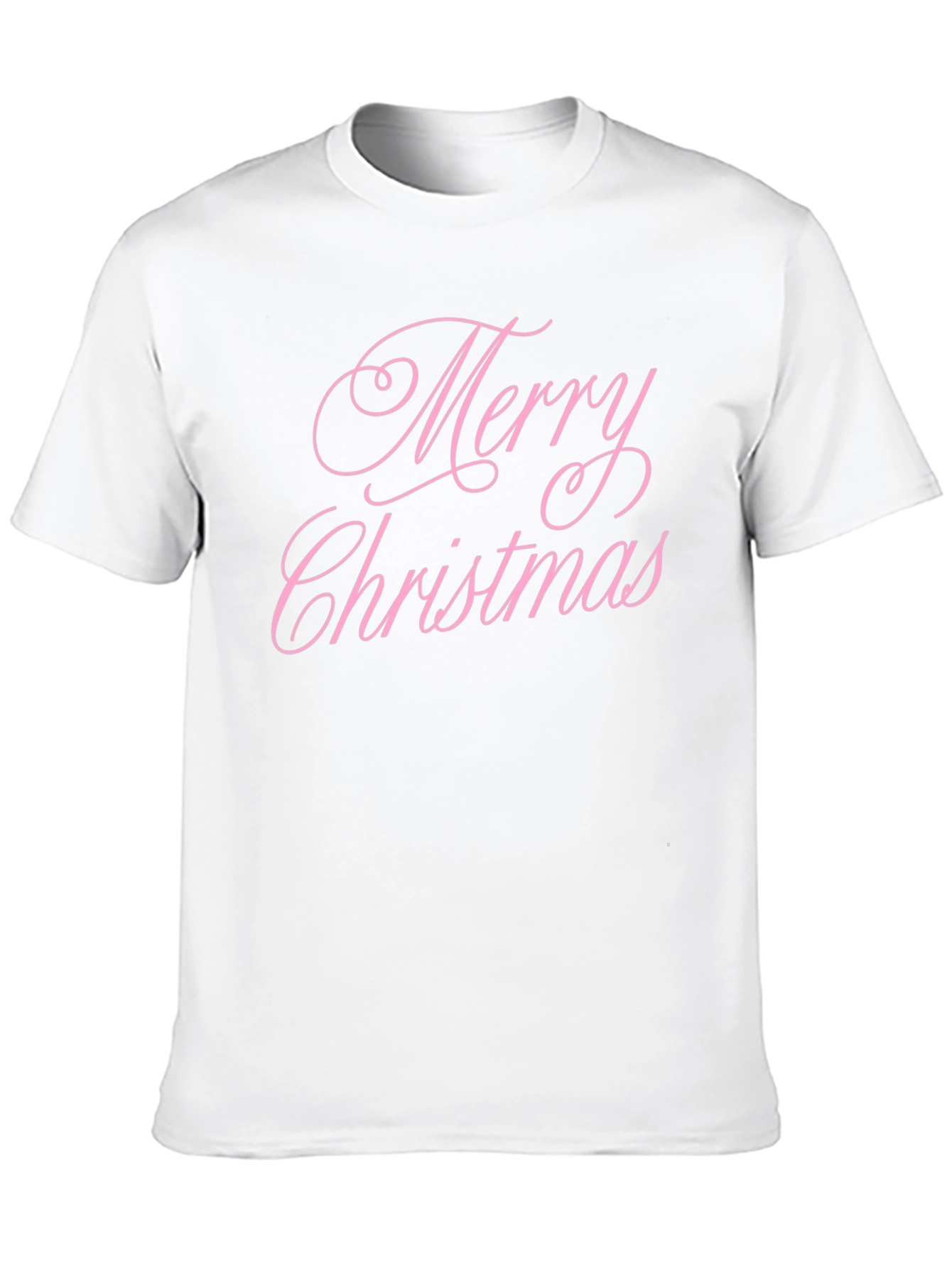 Merry Christmas Pink Script Black T-Shirt