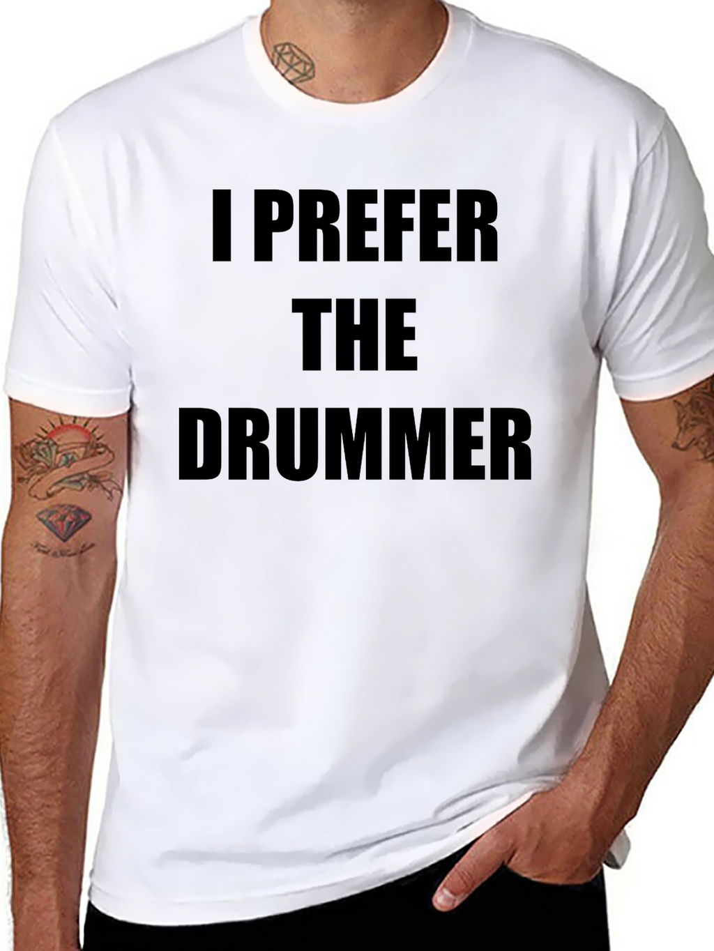 I Prefer the Drummer Black Graphic T-Shirt
