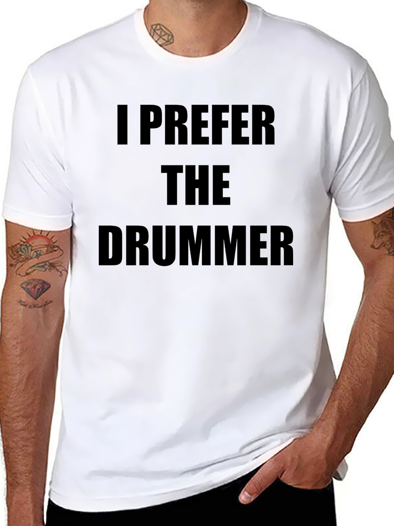 I Prefer the Drummer Black Graphic T-Shirt