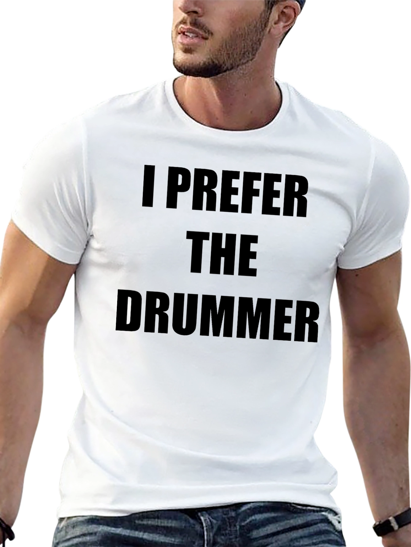 I Prefer the Drummer Black Graphic T-Shirt
