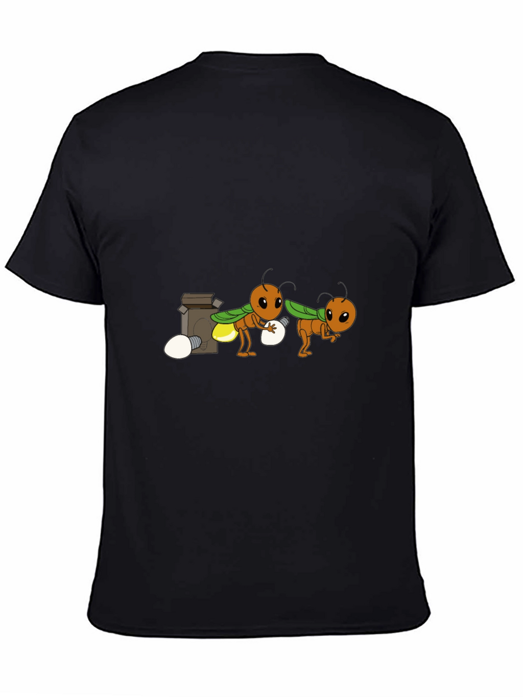 Cartoon Firefly Graphic Tee - Black