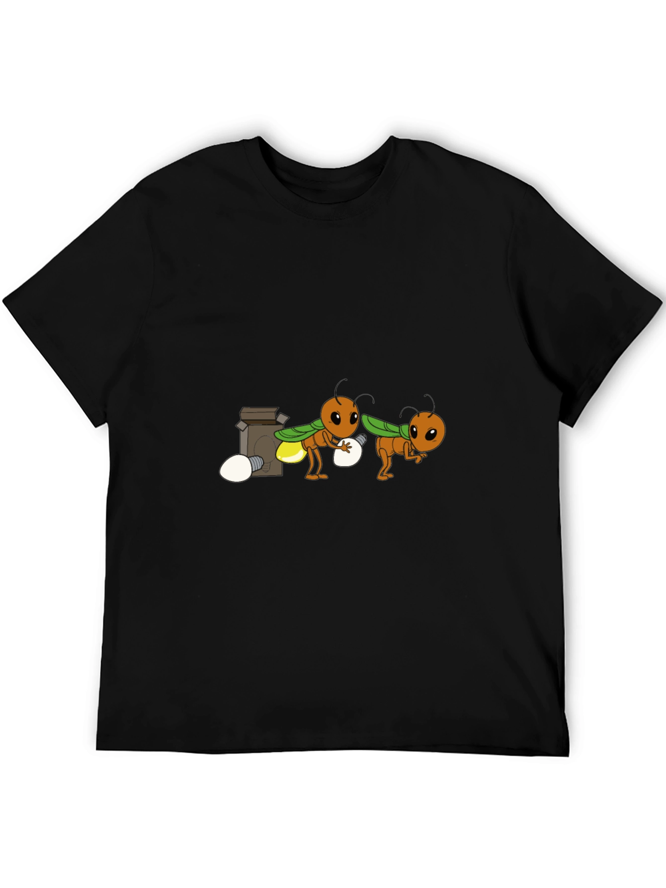 Cartoon Firefly Graphic Tee - Black