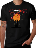 Romantic Couple Silhouette Heart Tree Black T-Shirt