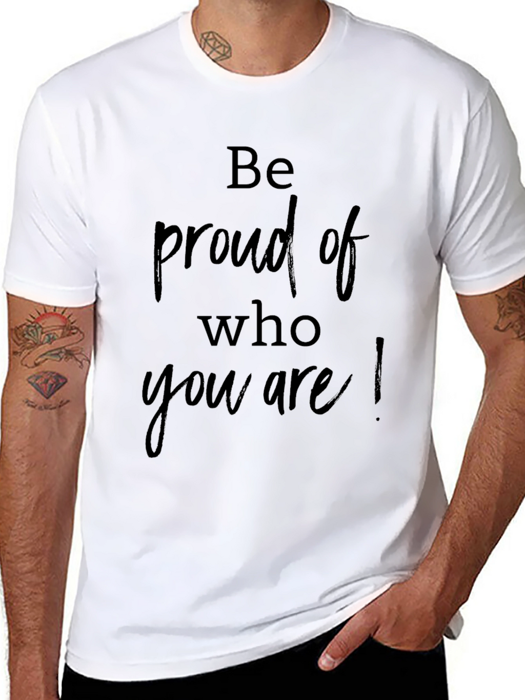 Be Proud Graphic Tee - Black Crew Neck T-Shirt