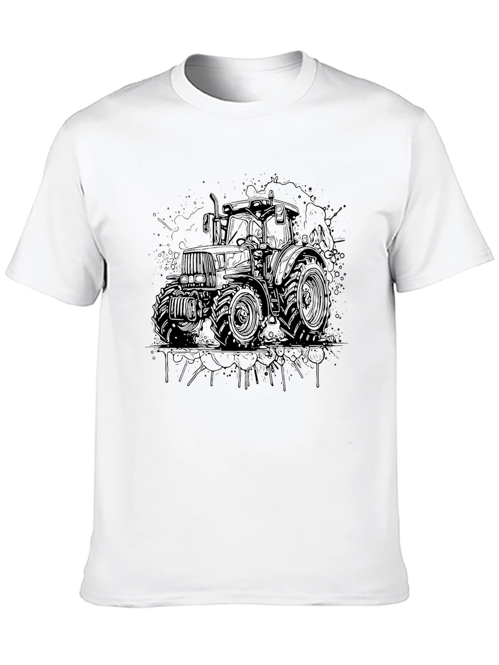 Black Tractor Graphic Tee - Mens Casual T-Shirt
