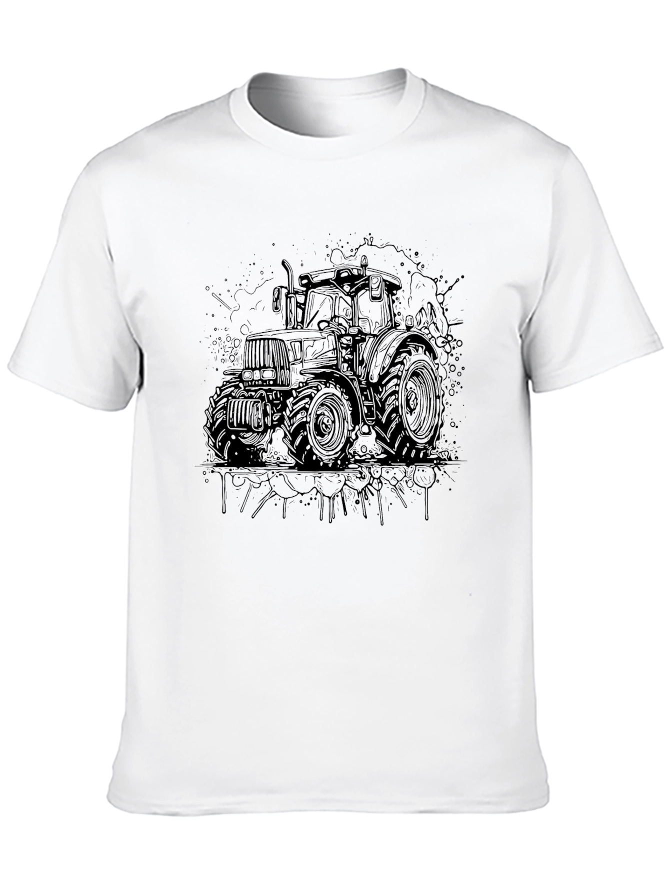 Black Tractor Graphic Tee - Mens Casual T-Shirt