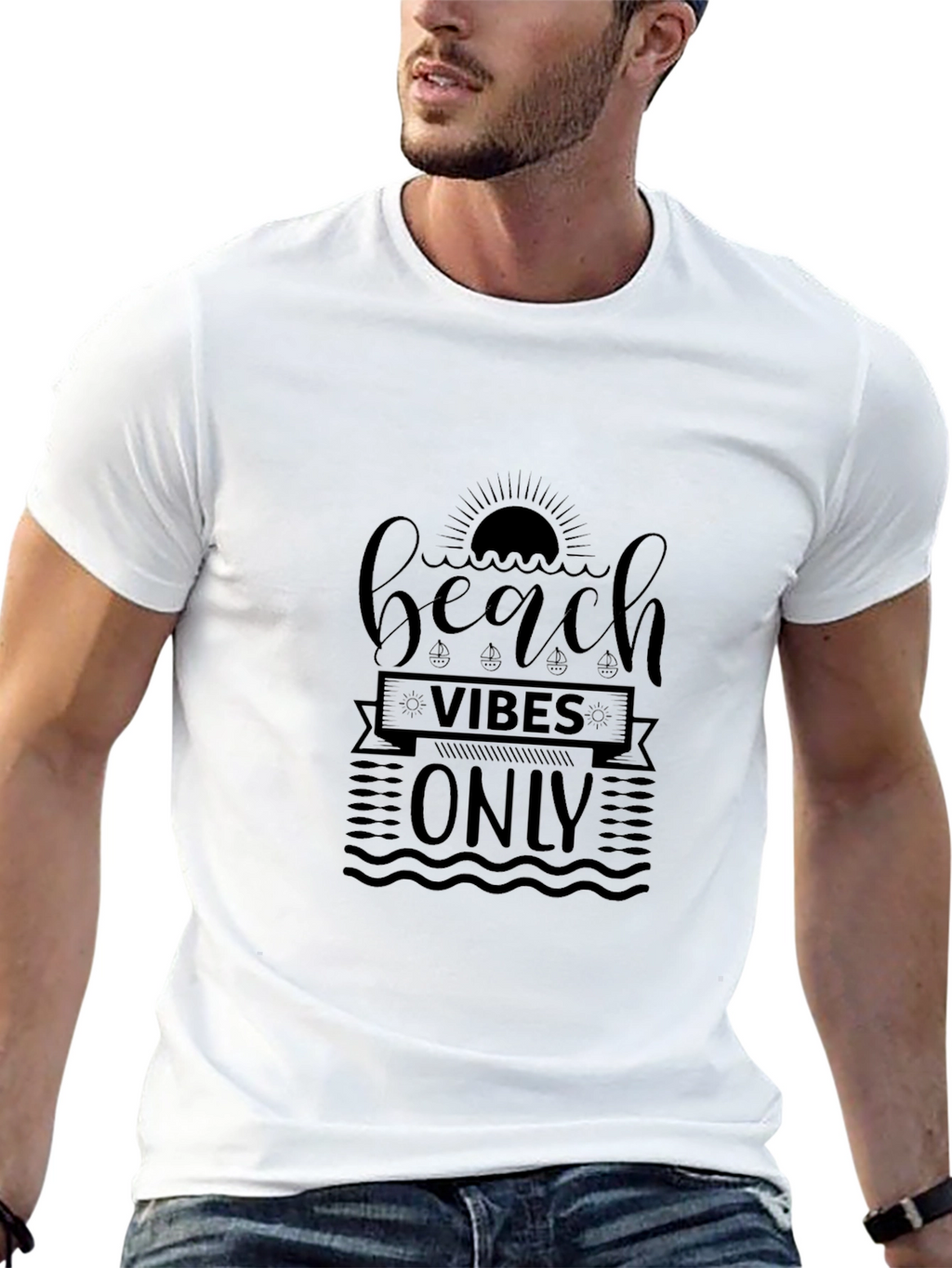 Beach Vibes Only Graphic Tee - Black