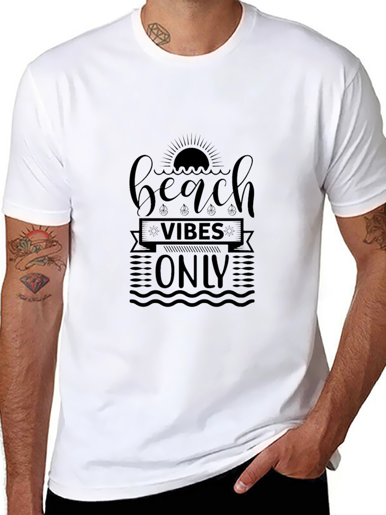 Beach Vibes Only Graphic Tee - Black