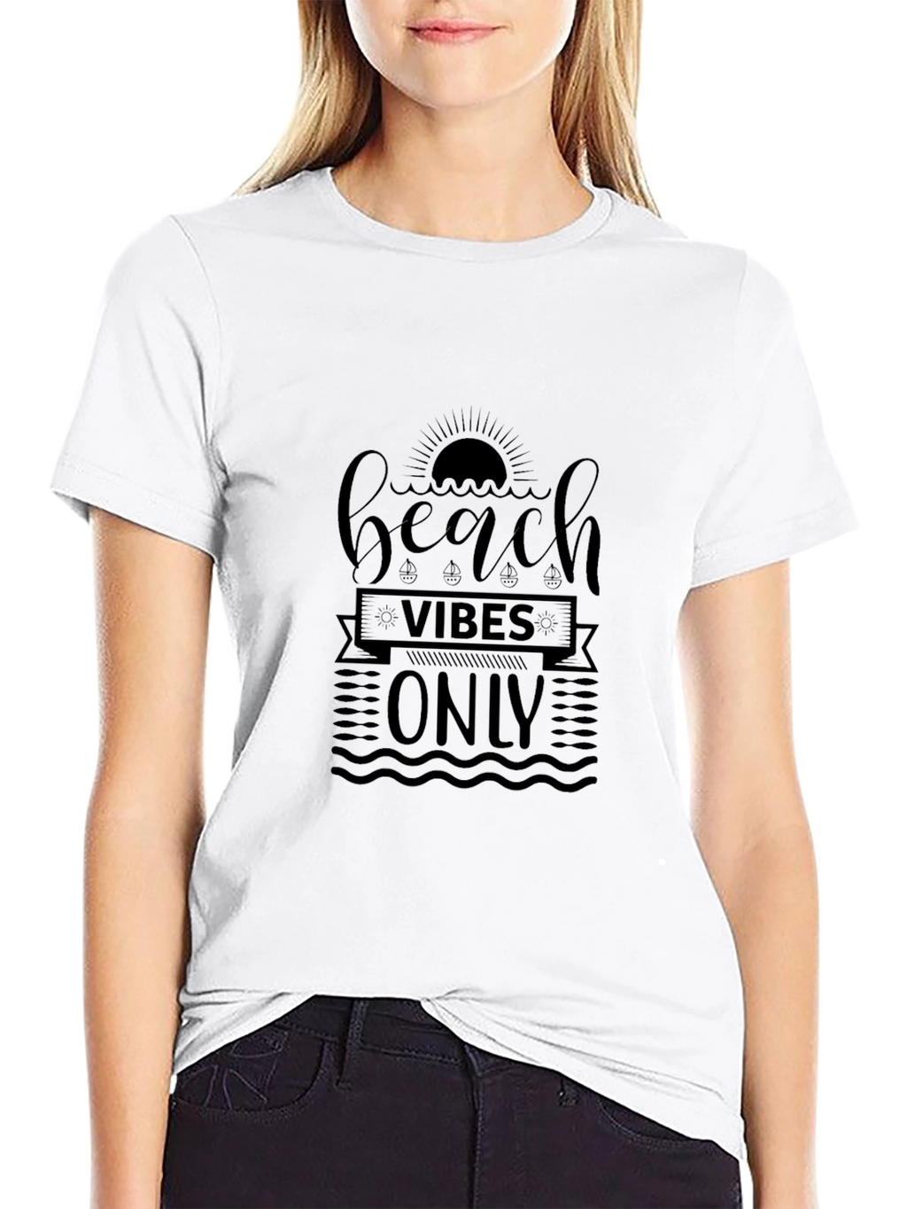 Beach Vibes Only Graphic Tee - Black