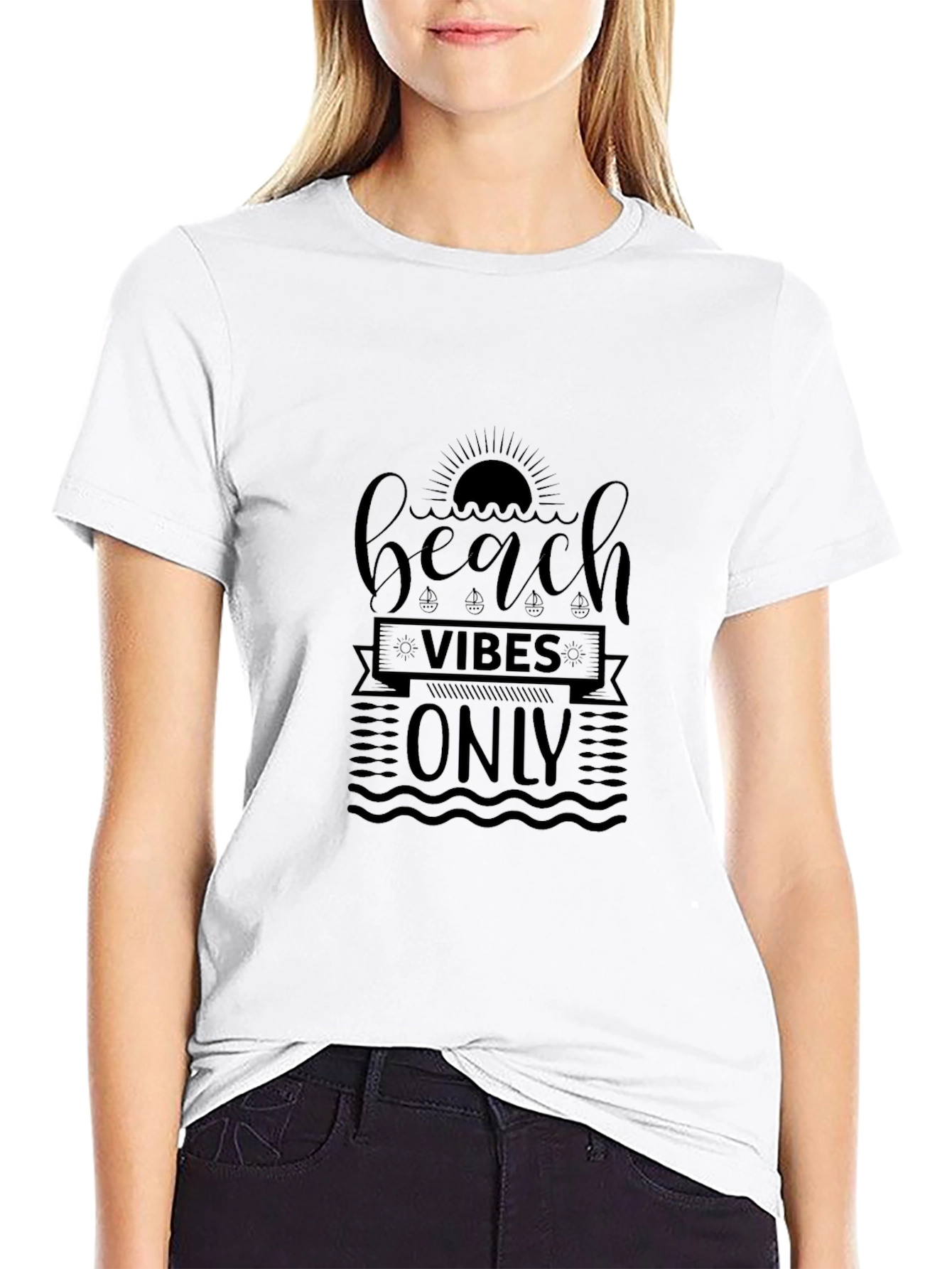 Beach Vibes Only Graphic Tee - Black