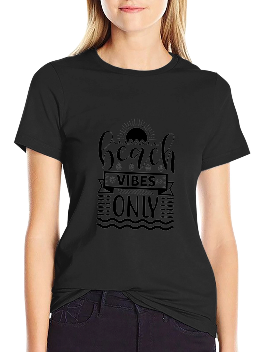 Beach Vibes Only Graphic Tee - Black