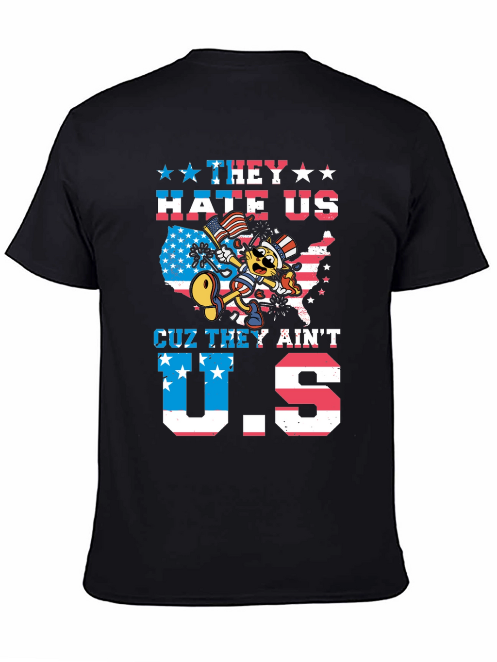Patriotic Cartoon Cat Graphic T-Shirt