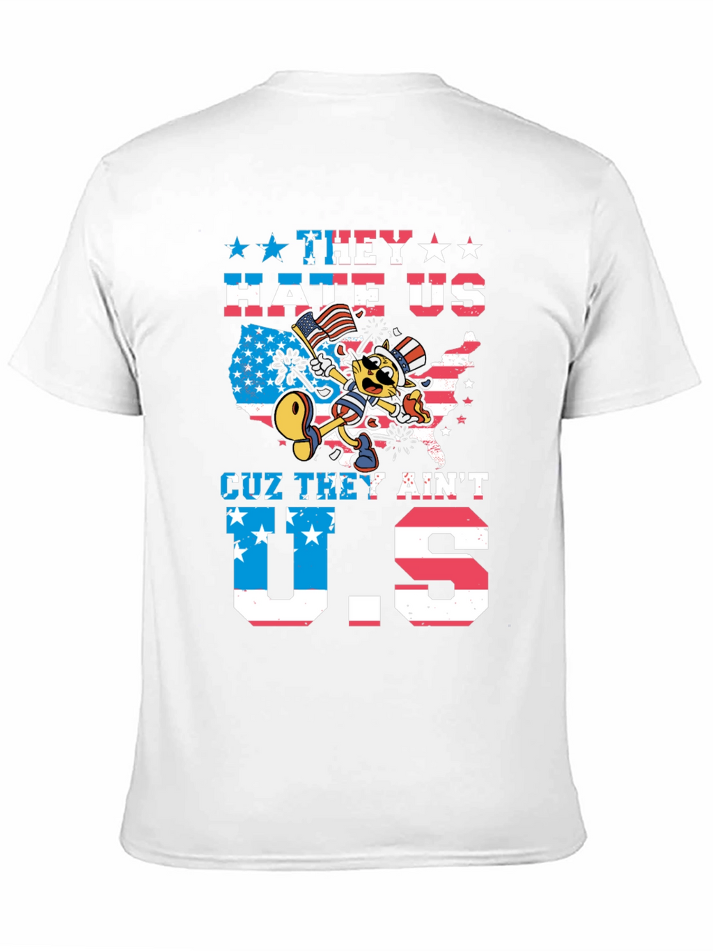 Patriotic Cartoon Cat Graphic T-Shirt