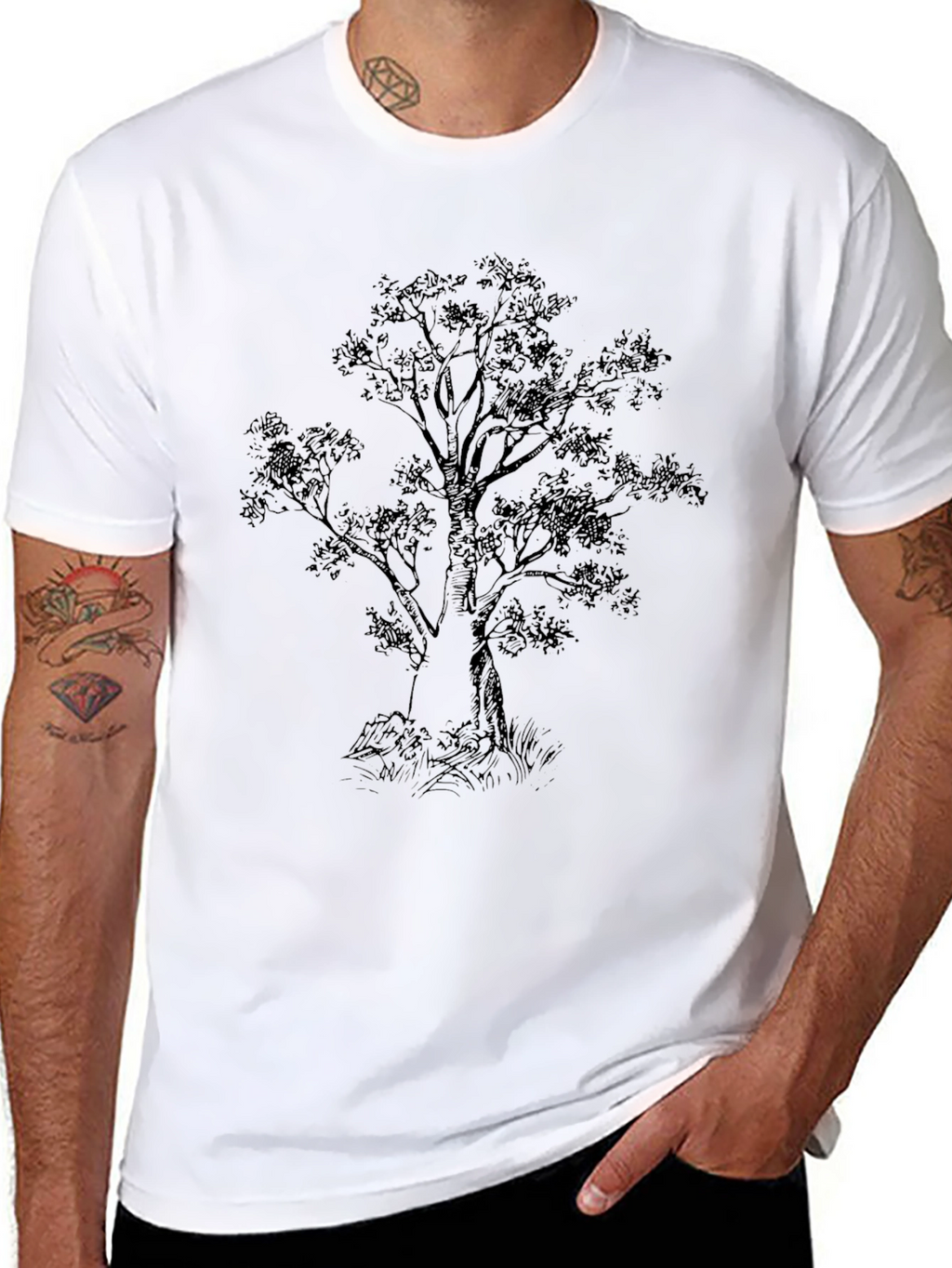 Nature Tree Graphic Black T-Shirt
