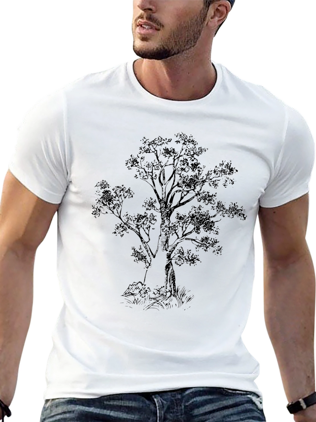 Nature Tree Graphic Black T-Shirt