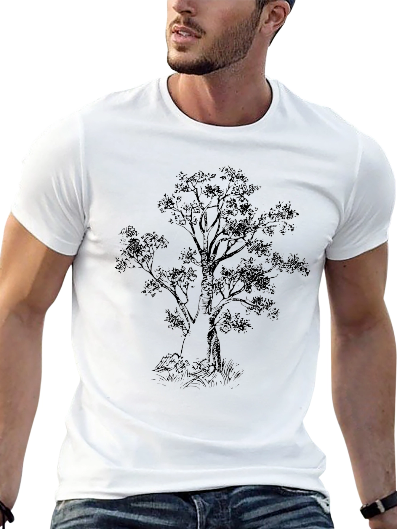 Nature Tree Graphic Black T-Shirt