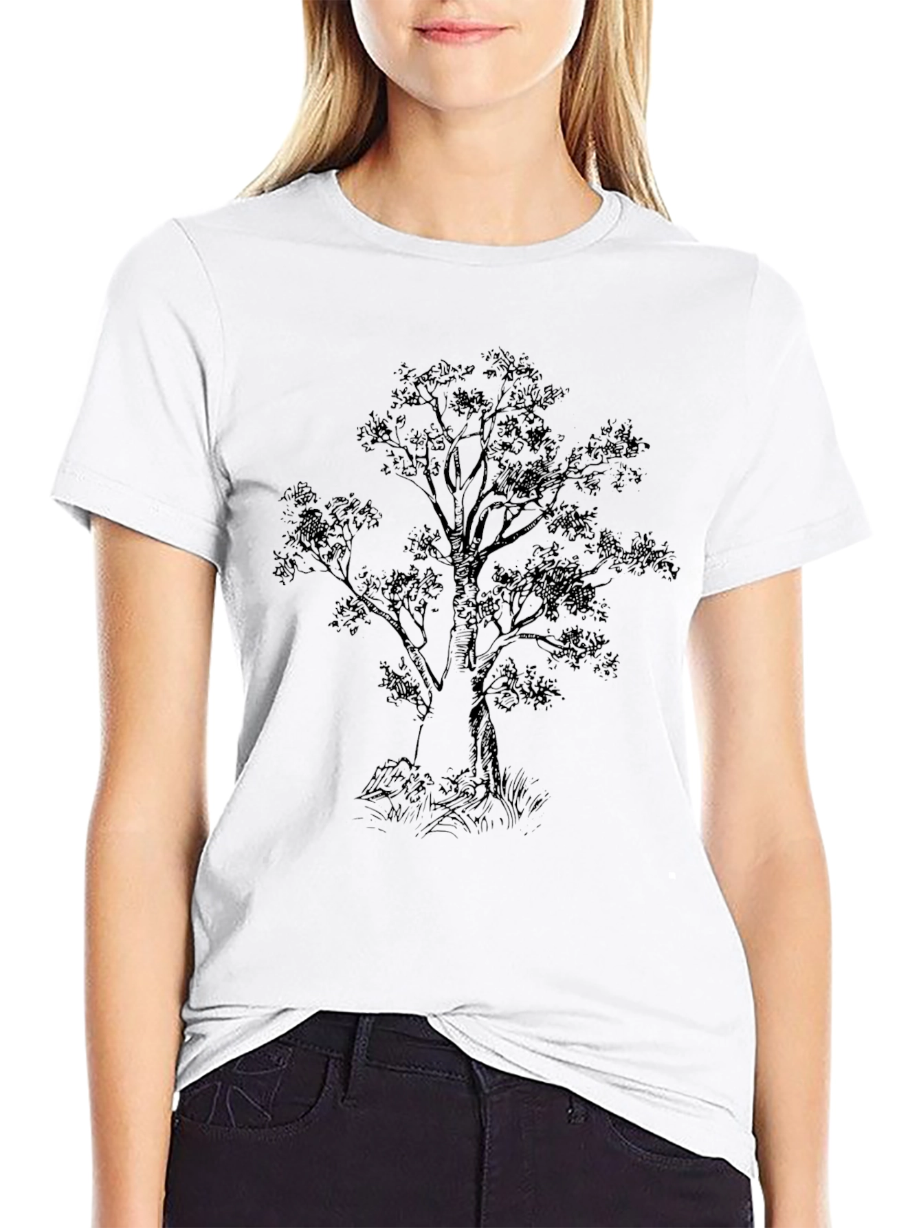 Nature Tree Graphic Black T-Shirt