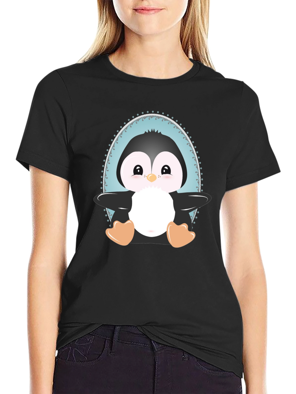 Cute Penguin Graphic Tee - Unisex Black T-Shirt