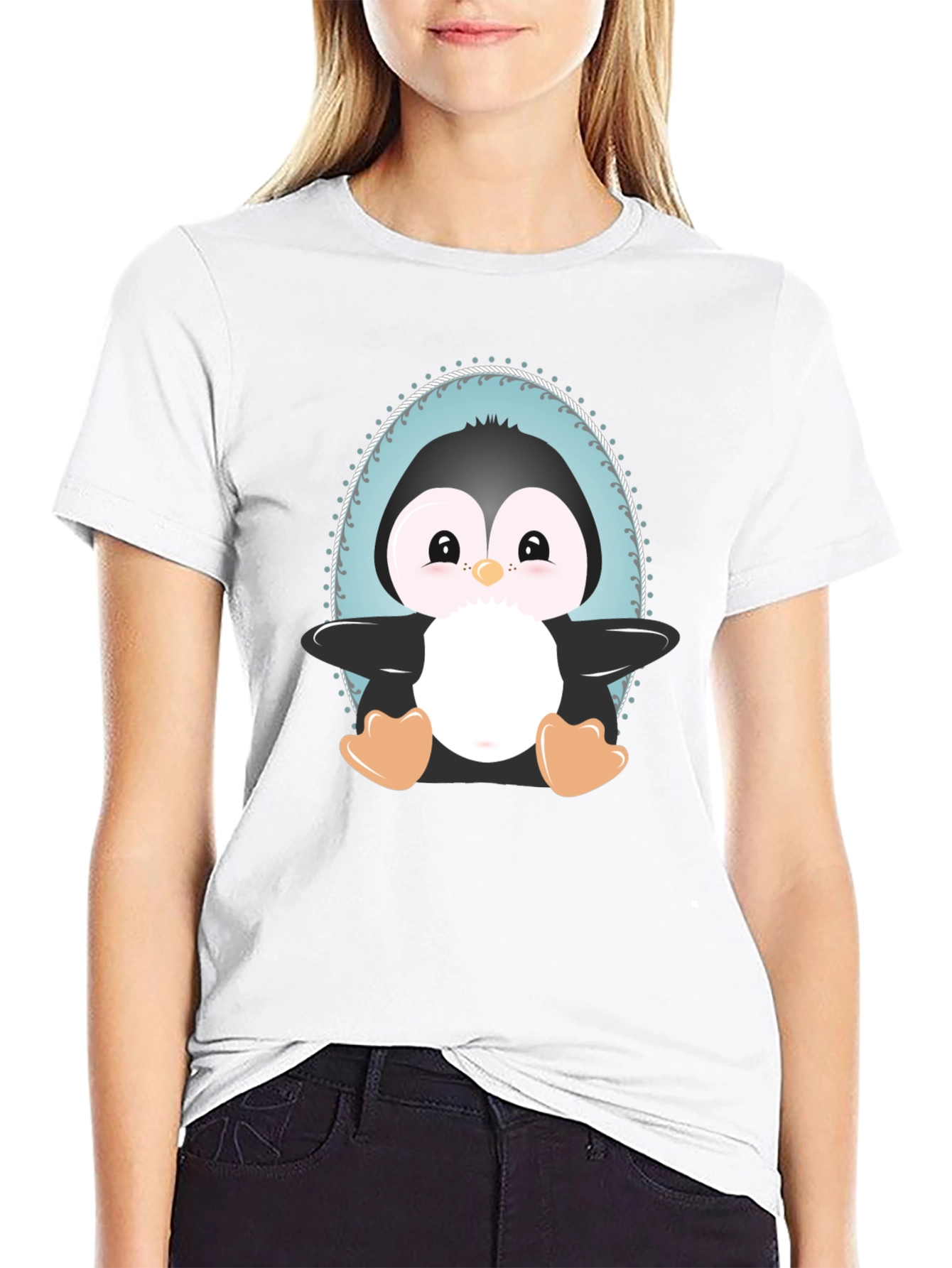 Cute Penguin Graphic Tee - Unisex Black T-Shirt