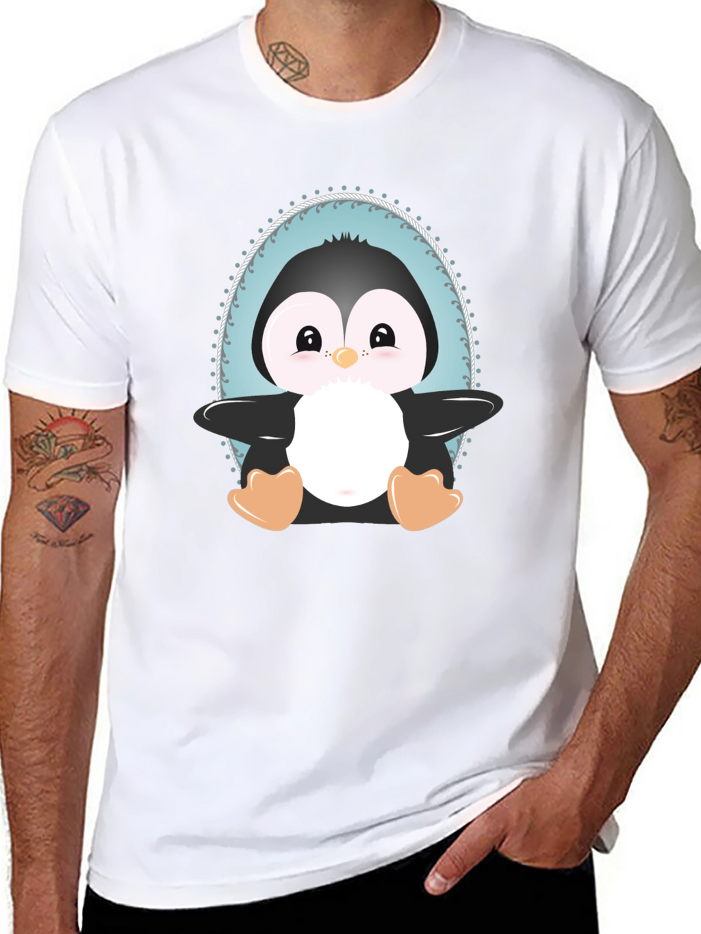 Cute Penguin Graphic Tee - Unisex Black T-Shirt