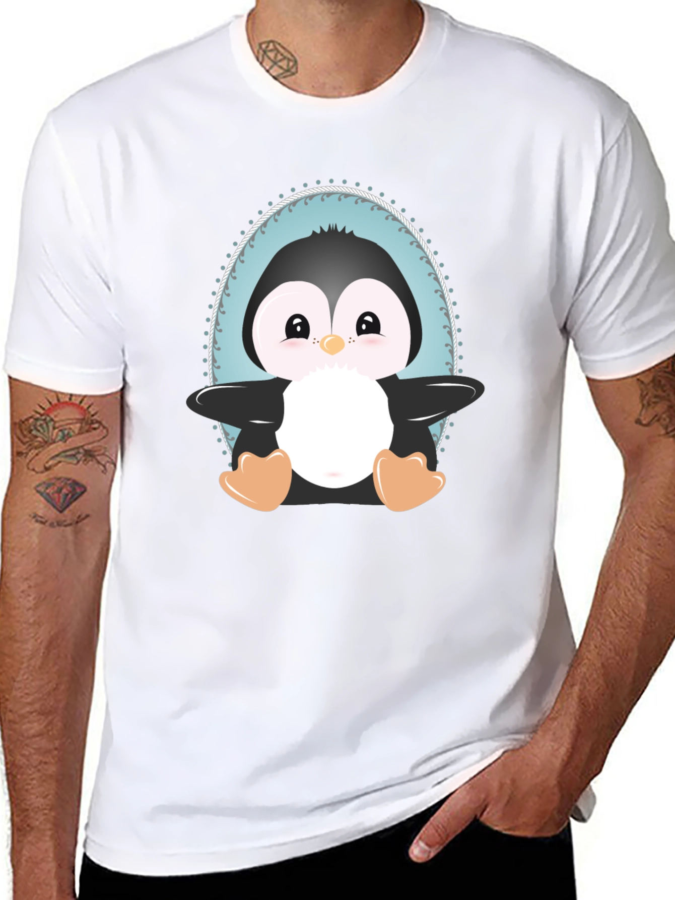 Cute Penguin Graphic Tee - Unisex Black T-Shirt