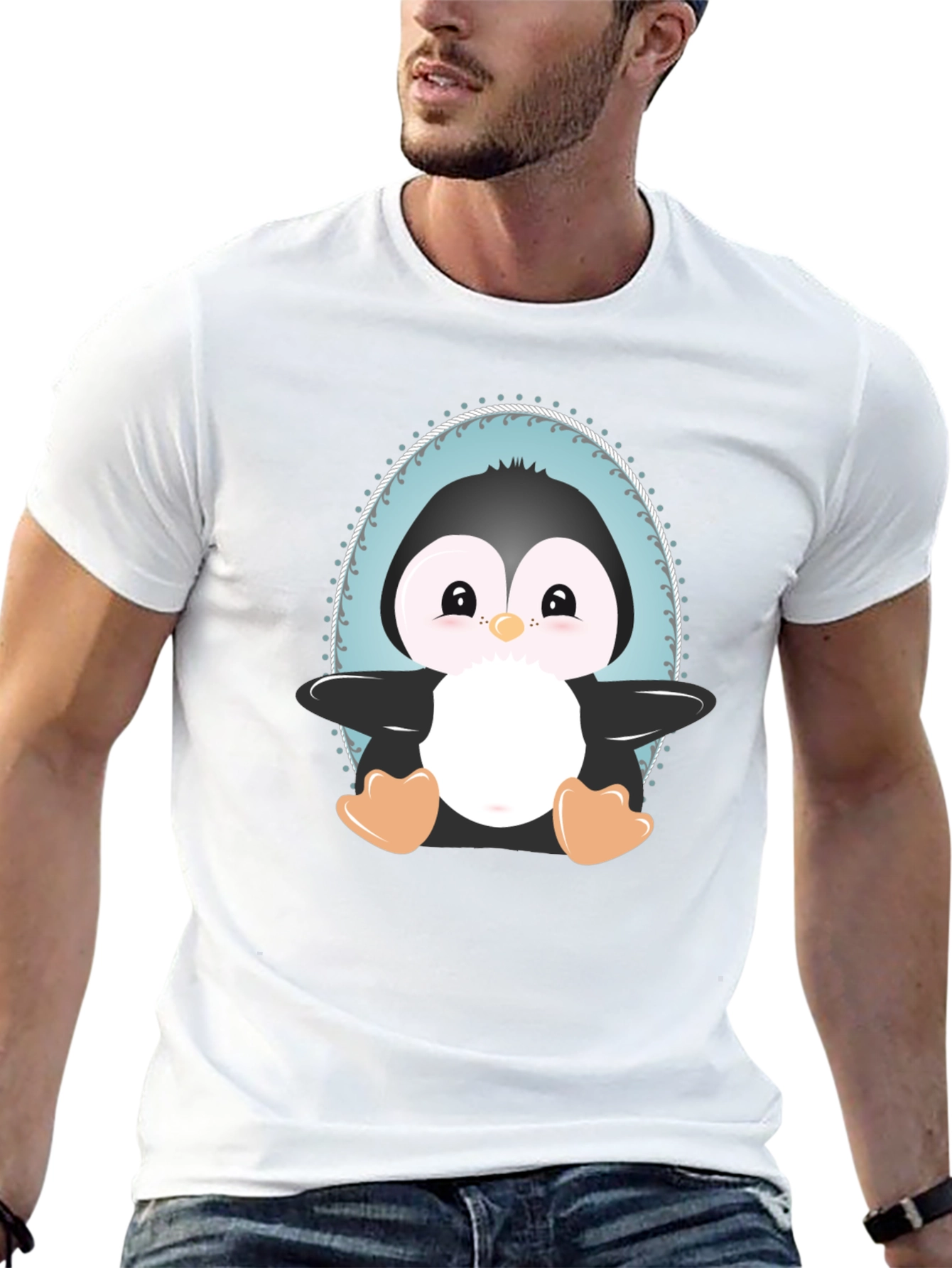 Cute Penguin Graphic Tee - Unisex Black T-Shirt