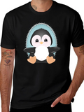 Cute Penguin Graphic Tee - Unisex Black T-Shirt