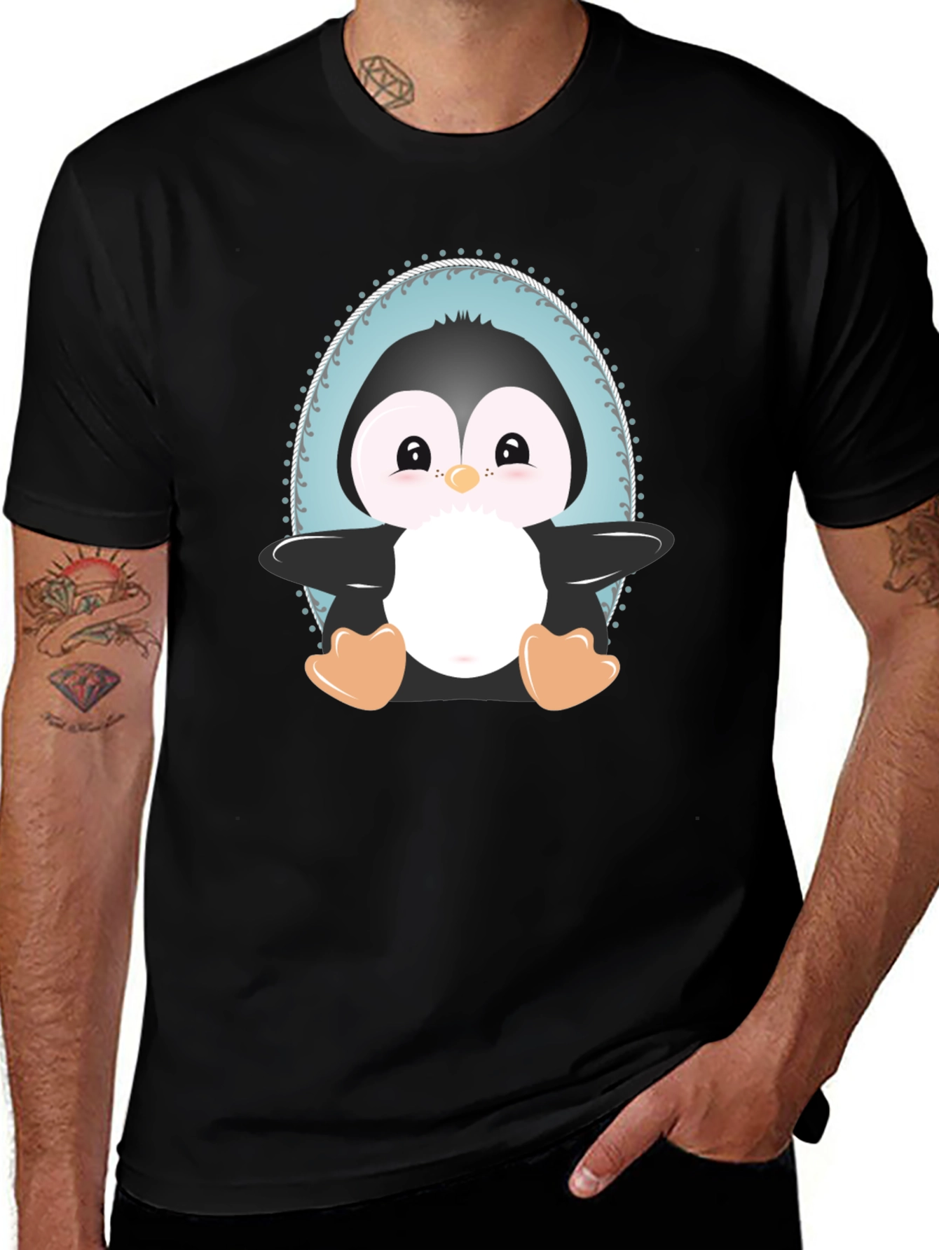 Cute Penguin Graphic Tee - Unisex Black T-Shirt