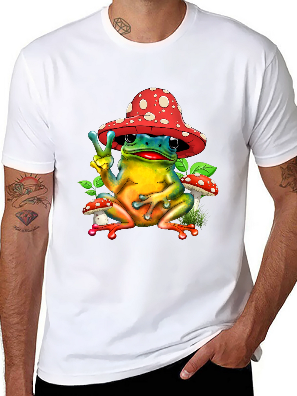 Peace Frog Mushroom Hat T-Shirt