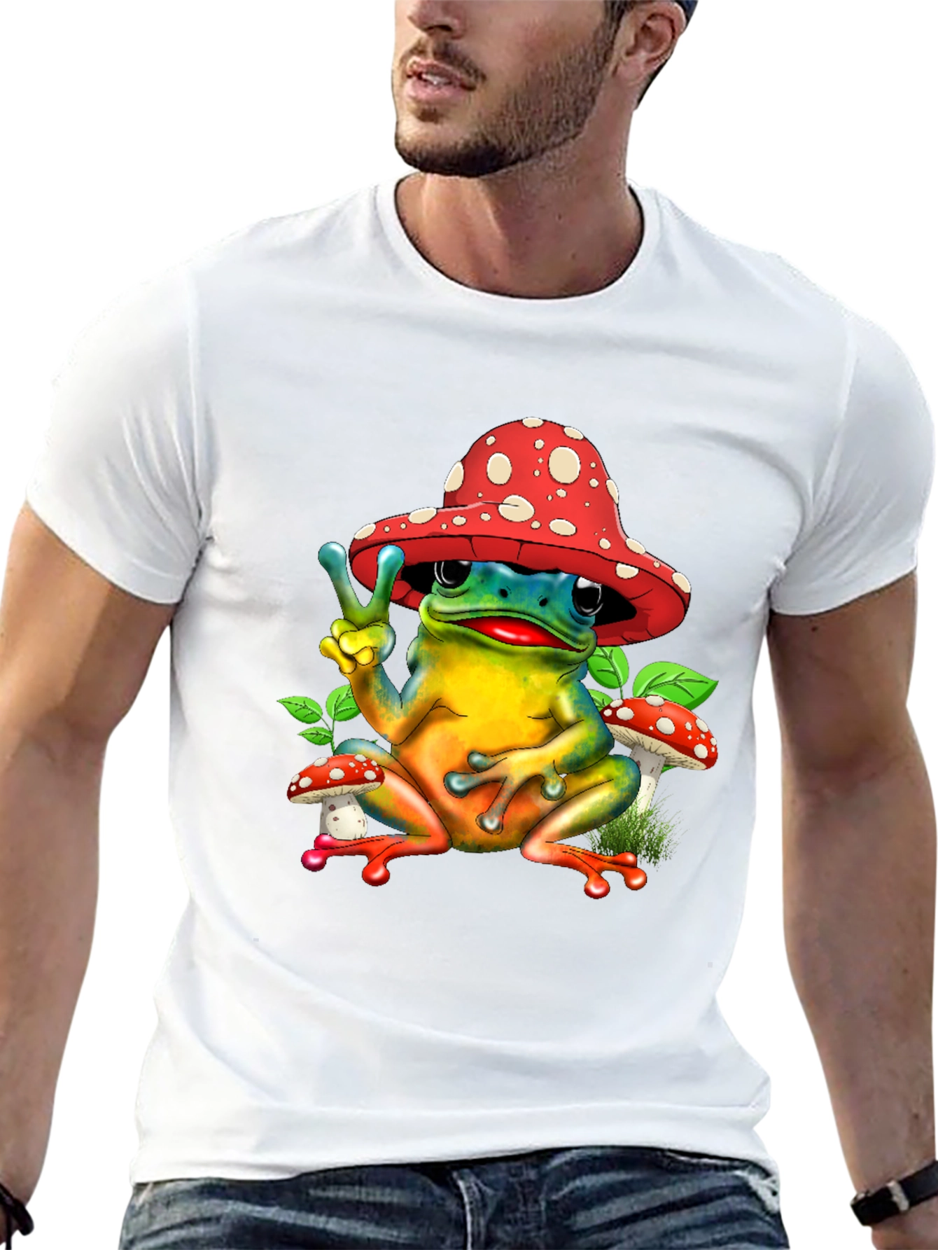 Peace Frog Mushroom Hat T-Shirt